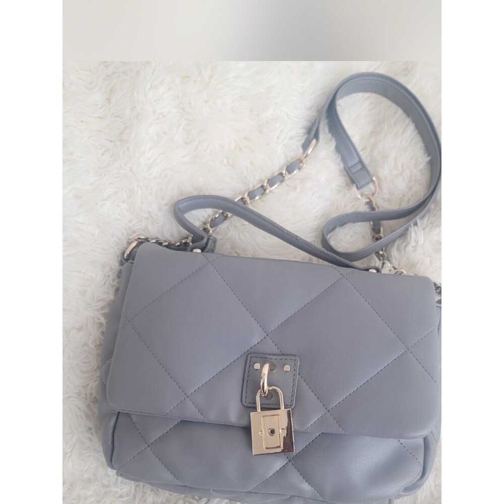 Steve Madden Quilted Chain Strap Shoulder Bag in Light Gray